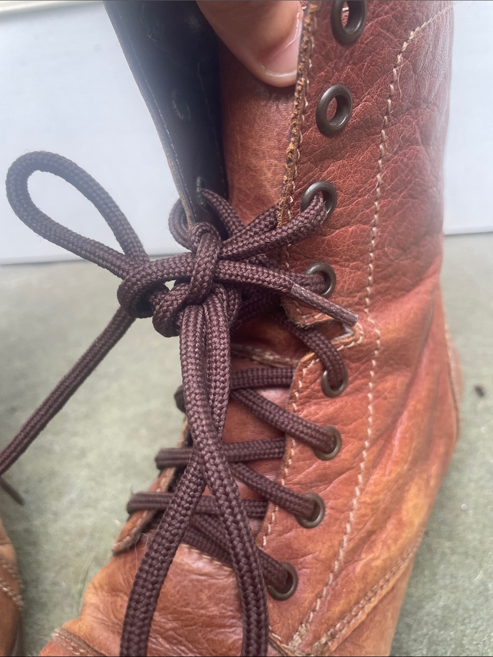 Steve Madden Cognac Brown Leather Lace-Up Ankle Boots - Picture 16 of 16
